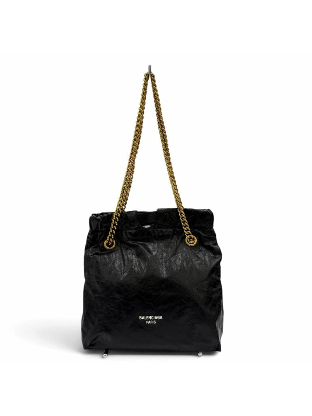 Balenciaga Crush Leather 2-Way Chain Shoulder Bag Tote Black